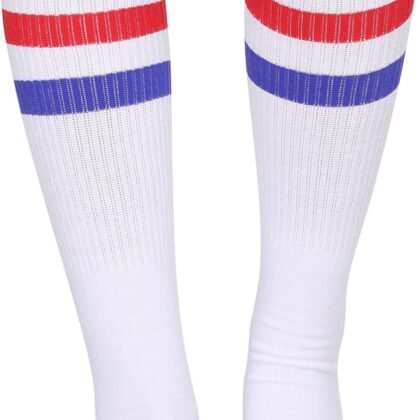 Henwarry Classic Triple Stripes Over the Calf Cotton Retro Tube Socks for Men and Women