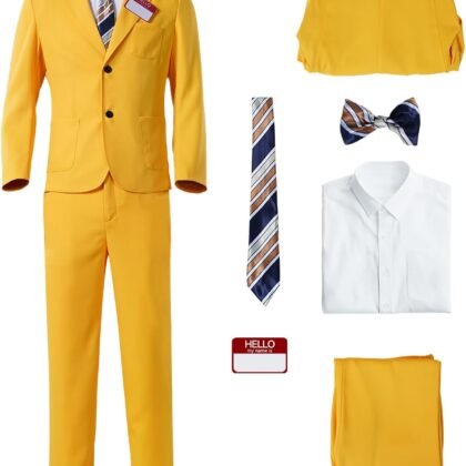 Men's Yellow Suit Afterlife Center Employees Halloween Deluxe Outfits