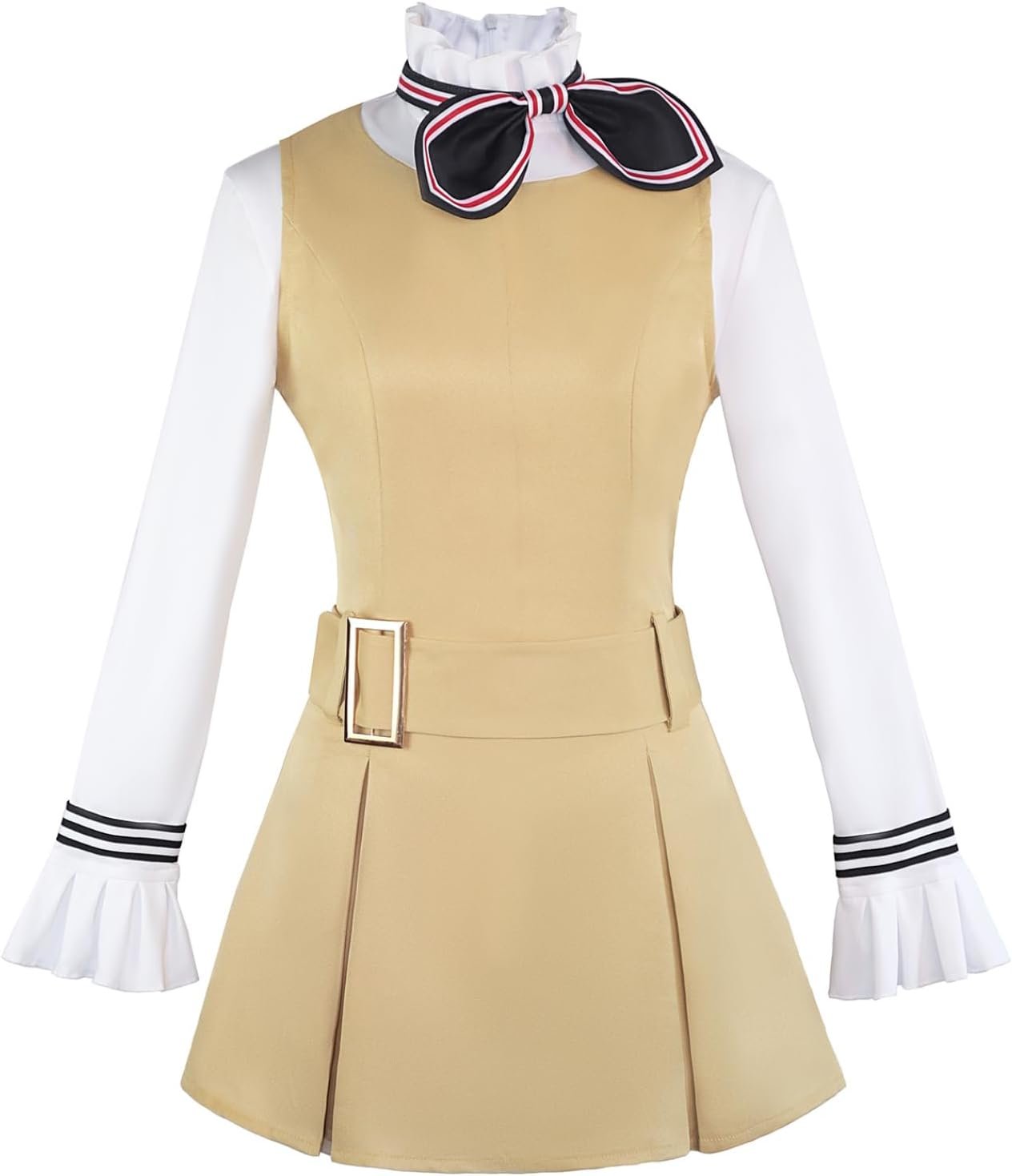 Womens Costume Dress Full Set Halloween Scary Horror Dress with Shirt Belt Tie