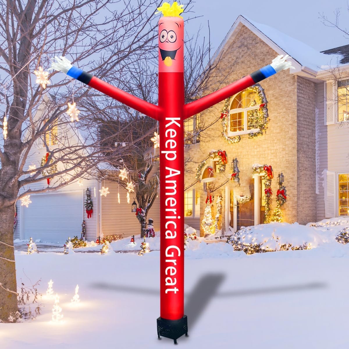 8ft Inflatable Air Waving Tube Dancer with Blower Set for 4th July, Blow Up Inflate Keep American Great for Sky Puppet Tube Dancer for Independence Day Outdoor Party Decoration - Image 3