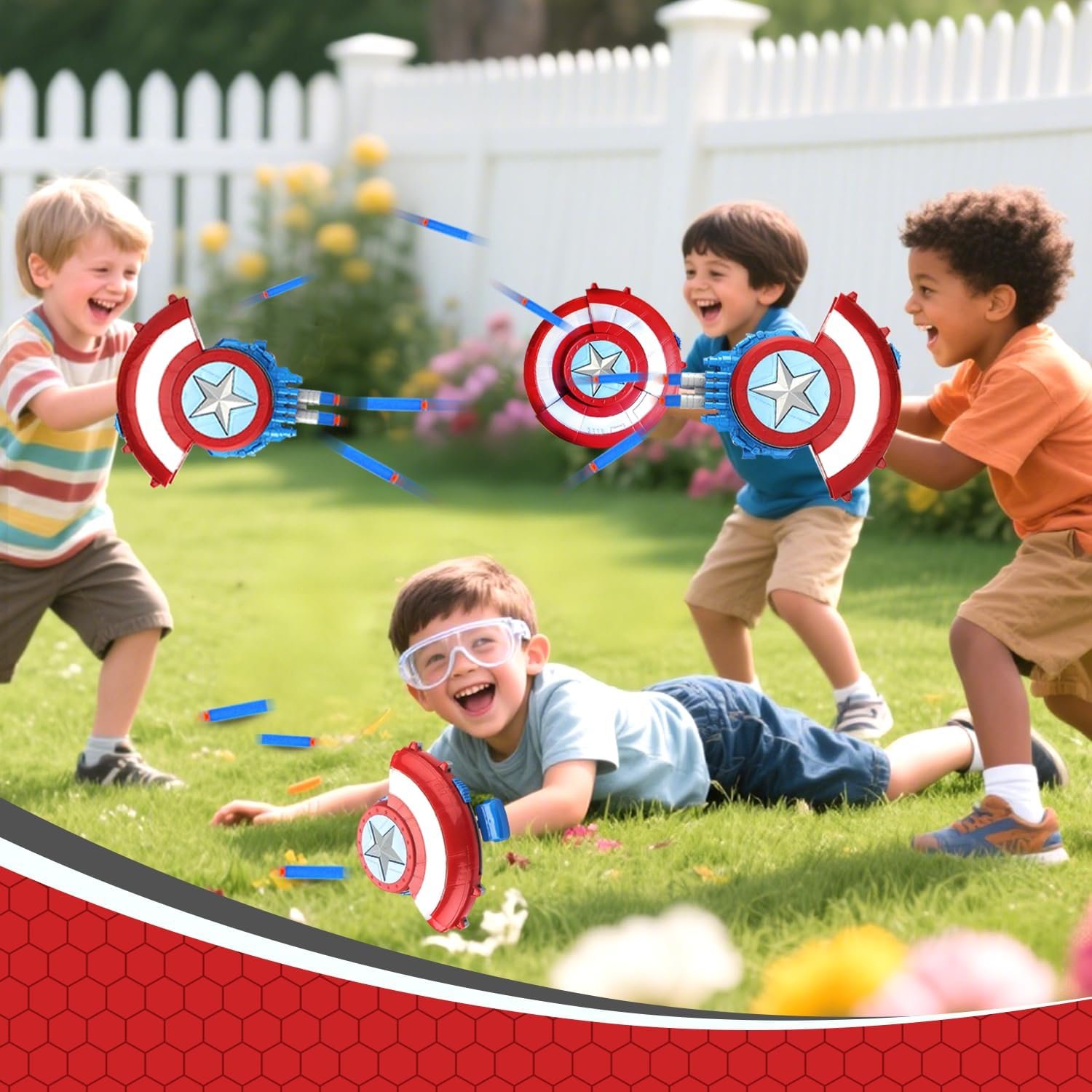LITTCO Captain Shooting Shield, 20 Darts Captain Shield Toy with Goggles, Kids Role Play, Ideal Birthday for 3-12 Years Old Children, Boys - Image 2