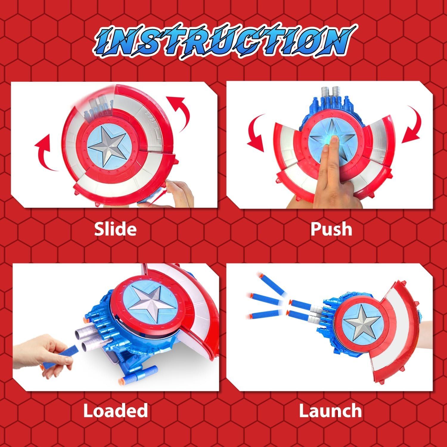 LITTCO Captain Shooting Shield, 20 Darts Captain Shield Toy with Goggles, Kids Role Play, Ideal Birthday for 3-12 Years Old Children, Boys - Image 3