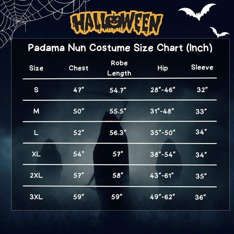 Nun Costume for Women Deluxe Scary Plus Size Halloween Costumes Outfit for Party Unisex Men Priest Cosplay Suit Black - Image 5