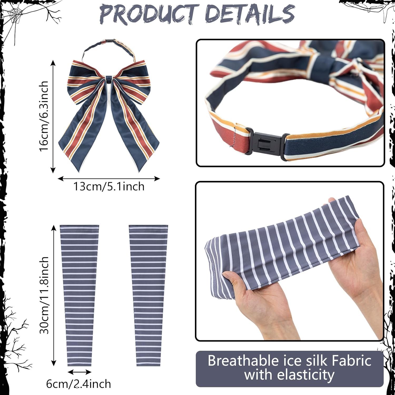 Creepy Doll Costume Halloween Girls Dress with Detachable Sleeves - Image 3