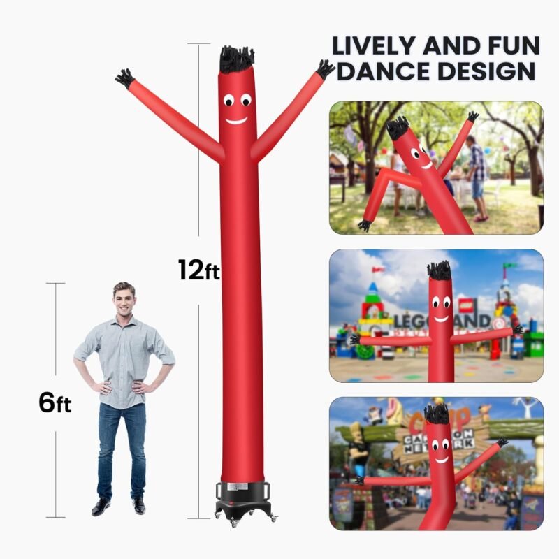 12FT Inflatable Dancing Man with 3/4HP Blower, Highly Durable and Tear Resistant Polyester Polyamide Nylon Inflatable Man Dancing, Waving Inflatable Tube Guy - Image 2