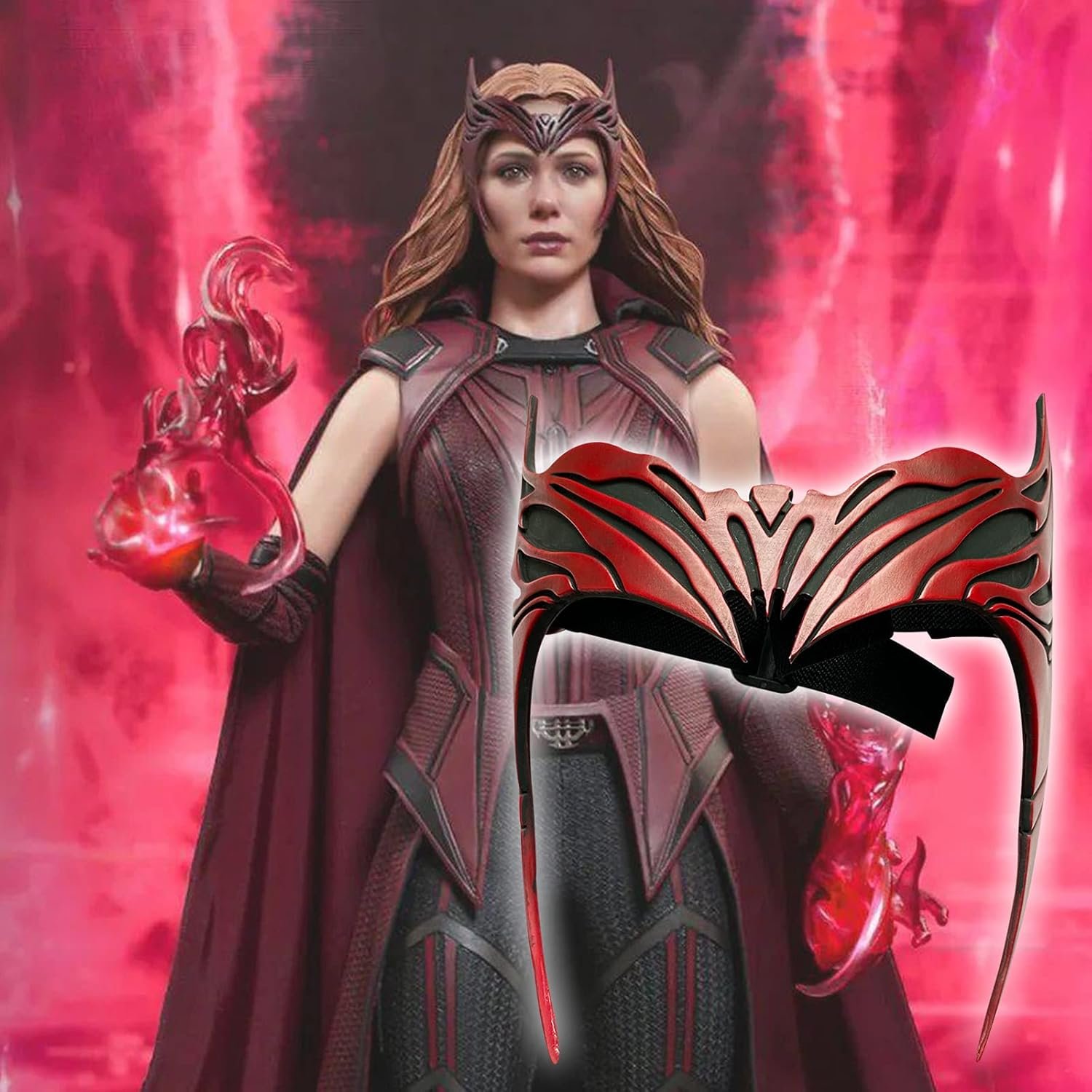 Scarlet Witch Headpiece Crown Cosplay 2021 TV Shows WandaVision Wanda Maximoff Headband Mask Halloween Costume Accessories - Image 2
