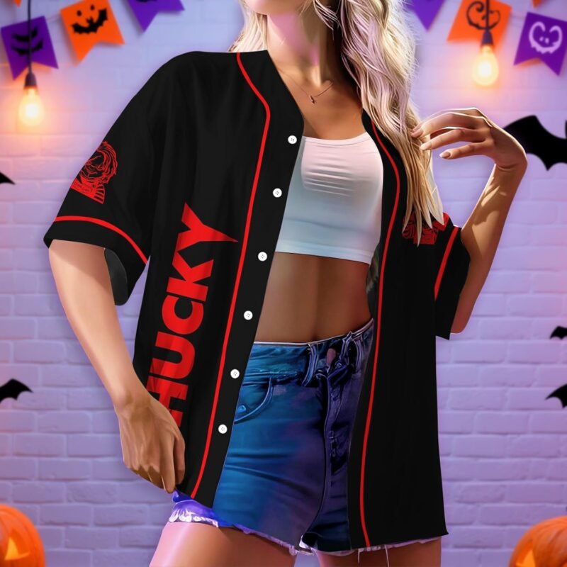 Horror Jersey, Halloween Baseball Jersey, Horror Movie Shirts Short Sleeve, Gifts for Horror Lover - Image 3