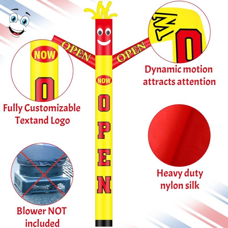 20 ft Now Open Inflatable Tube Man Advertising Giant Inflatable Guy Waving Arm Blow up Man Dancing Puppet Guy for Outdoor Events Business Store, Blower Not Included - Image 5