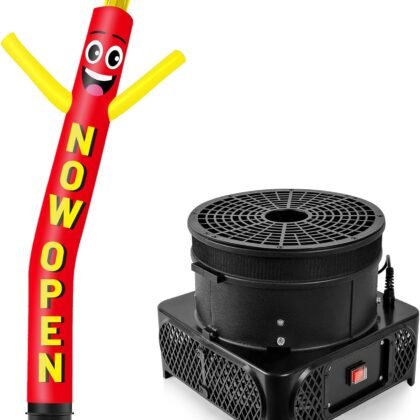10FT Tall Inflatable Tube Man Now Open Wacky Wavy Dancing Guy with 3/4 HP Weather-Resistant Blower (12''Diameter) for Outdoor Decoration Advertising Business Promotion
