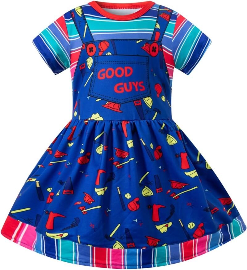 bakjuno Kids Halloween Classic Killer Doll Costume Girl Scary Cosplay Horror Movie Dress Up Knife and Skirt Set - Image 3