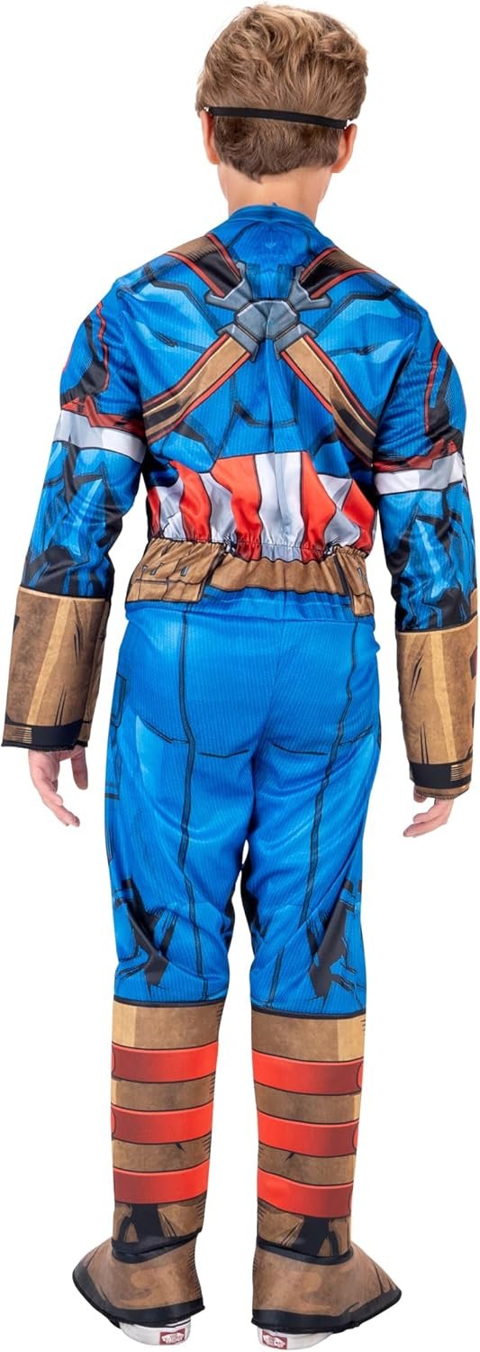 Marvel Captain America Official Youth Halloween Costume - Premium Quality Padded Jumpsuit with Plastic Mask - Image 6