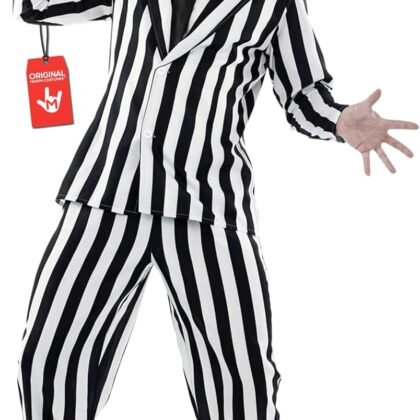 fun shack Black and White Striped Suit Mens Costume, Halloween Costumes for Adults, Halloween Costumes for men