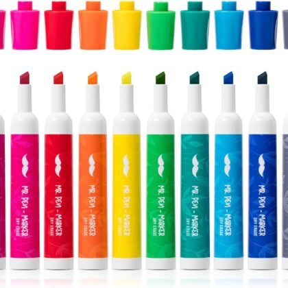 Mr. Pen Dry Erase Markers - Low Odor, Chisel Tip, 10 Pack, Vibrant Colors, Whiteboard Markers