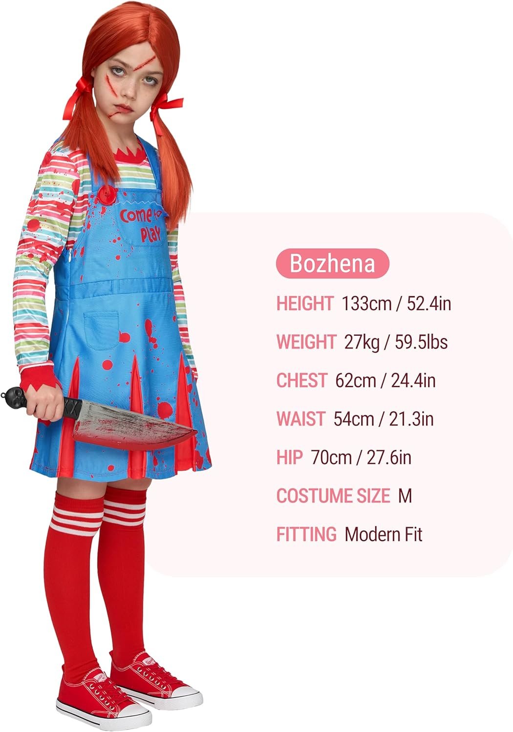 Spooktacular Creations Creepy Doll Costume for Kids Girls, Halloween Costume for Kids, Girls Killer Doll Outfit - Image 4