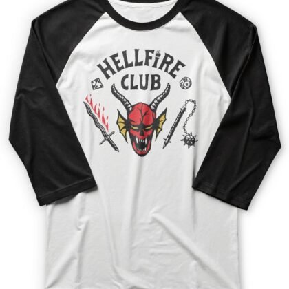 Stranger Things Men's Hellfire Club 3/4 Sleeve Raglan Tee
