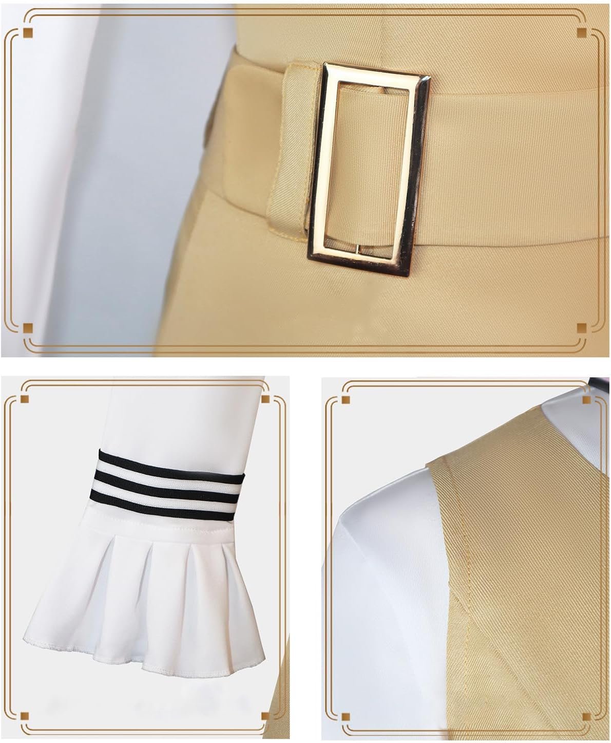 Womens Costume Dress Full Set Halloween Scary Horror Dress with Shirt Belt Tie - Image 6