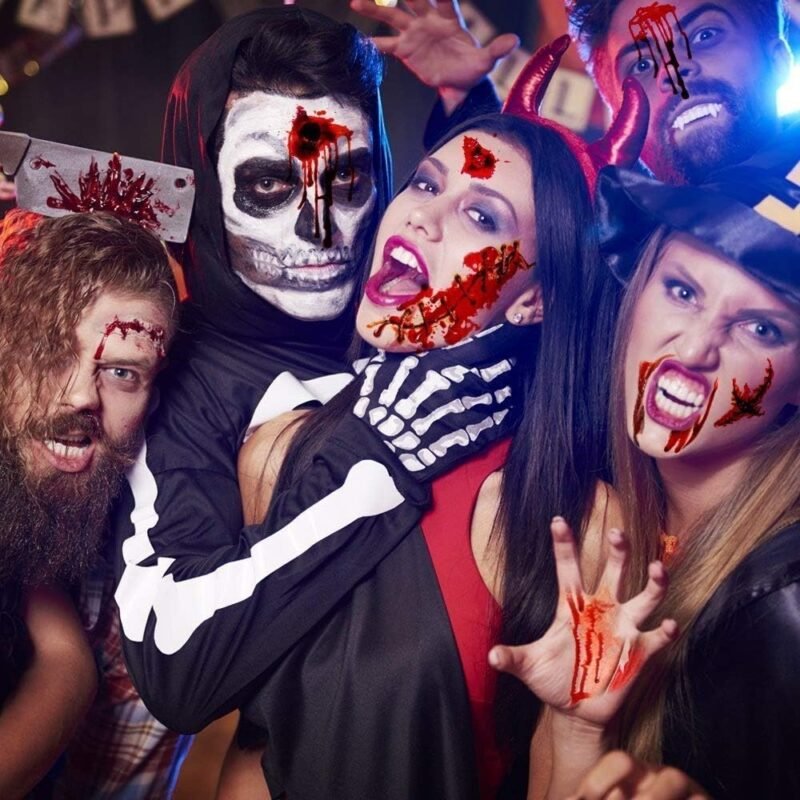 Zombie Scars Tattoos Xllree Bloody Scar with Fake Blood Costume Makeup Halloween Decorations Party Favor - Image 4