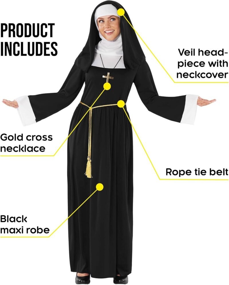 Morph Nun Outfit Women, Plus Size Nun Costume For Women, Religious Costumes For Adults, Women's Halloween Costumes - Image 2