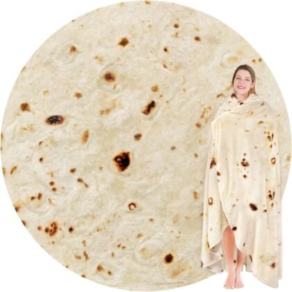 Jorbest Burritos Tortilla Throw Blanket Birthday Gifts for Adult and Kids, Giant Tortilla Food Blanket Funny Gifts for Dad Mom Women Men Teen, 285 GSM Soft Flannel Taco Blanket (Yellow, 60 inches)