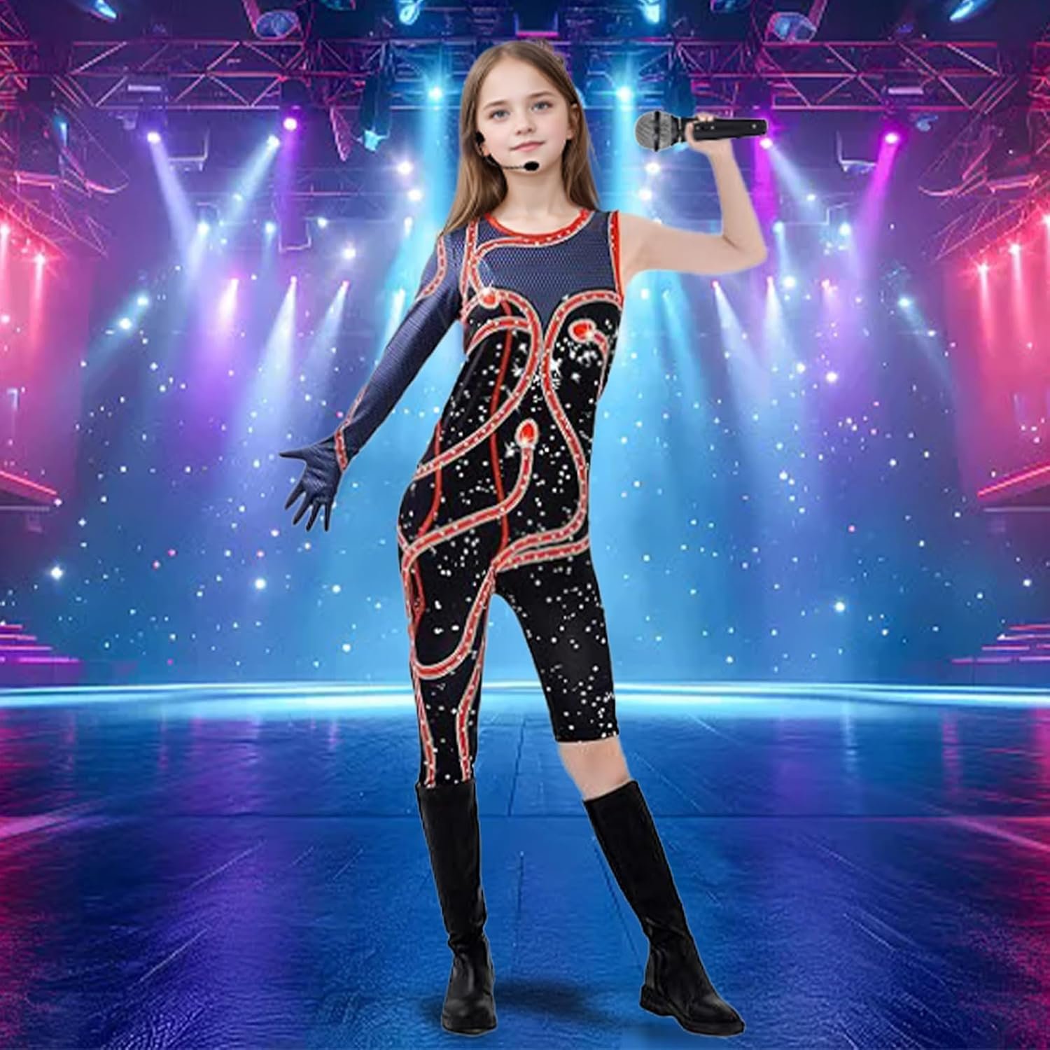 DreamJ Girls Snake Costume Outfit Singer Concert Bodysuit Cosplay Jumpsuit Halloween Costume - Image 5