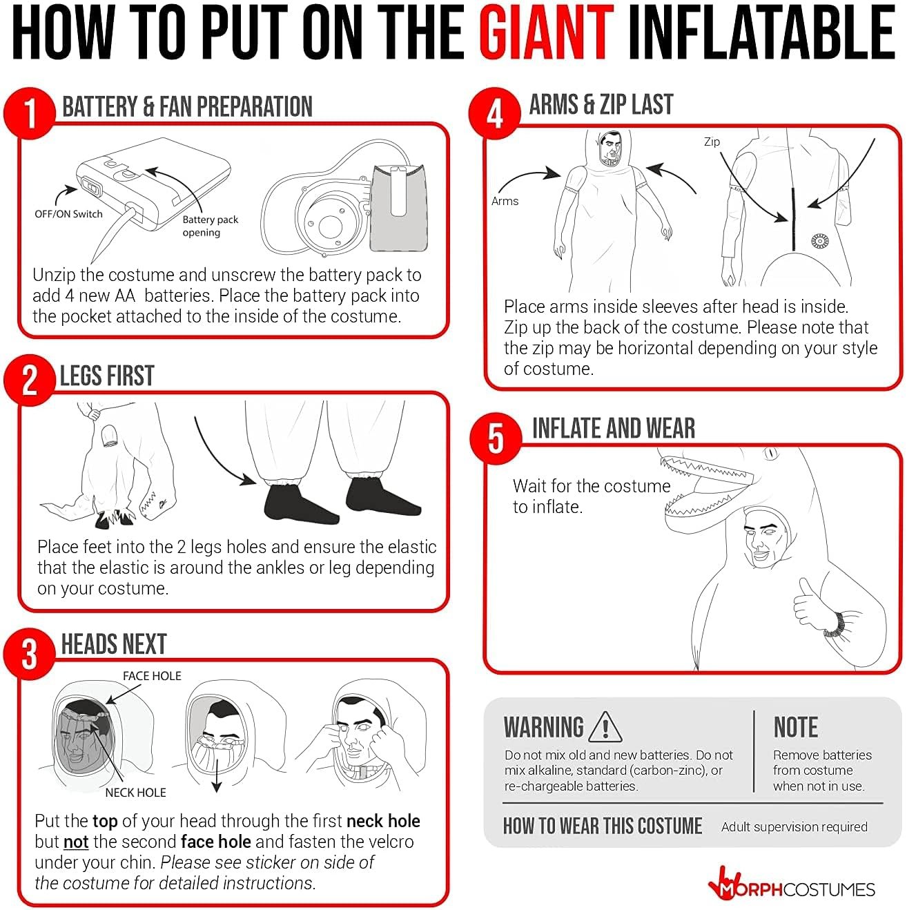 Morph Inflatable Tube Man Costume Adult, Wacky Inflatable Tube Man Costume, Halloween Costumes for Men - Image 6