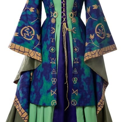 1791's lady Women Green Velvet Dress Halloween Witch Cosplay Costume