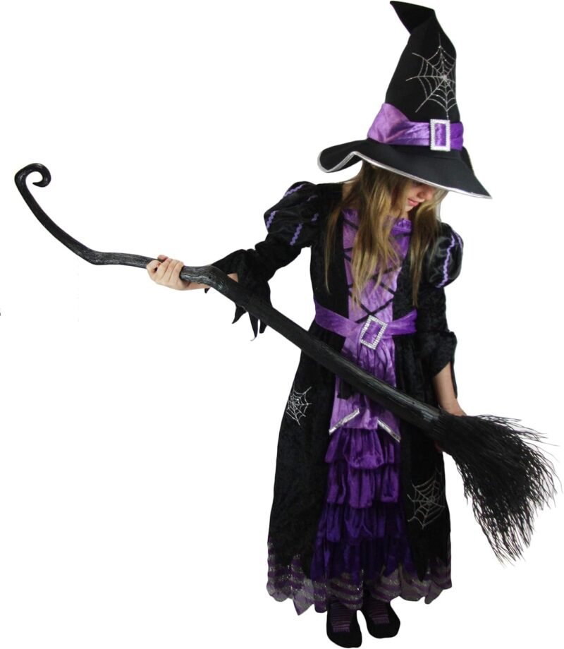 Spooktacular Creations Fairytale Witch Cute Witch Costume Deluxe Set with Broom for Girls - Image 4