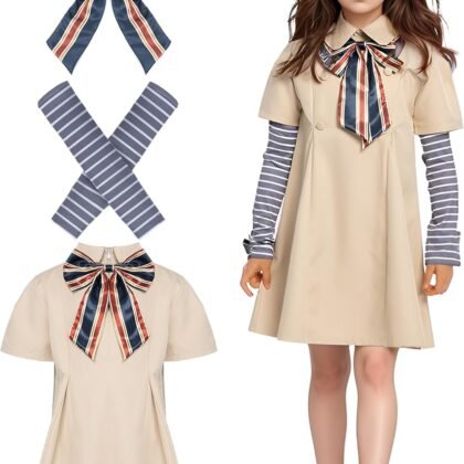 Creepy Doll Costume Halloween Girls Dress with Detachable Sleeves
