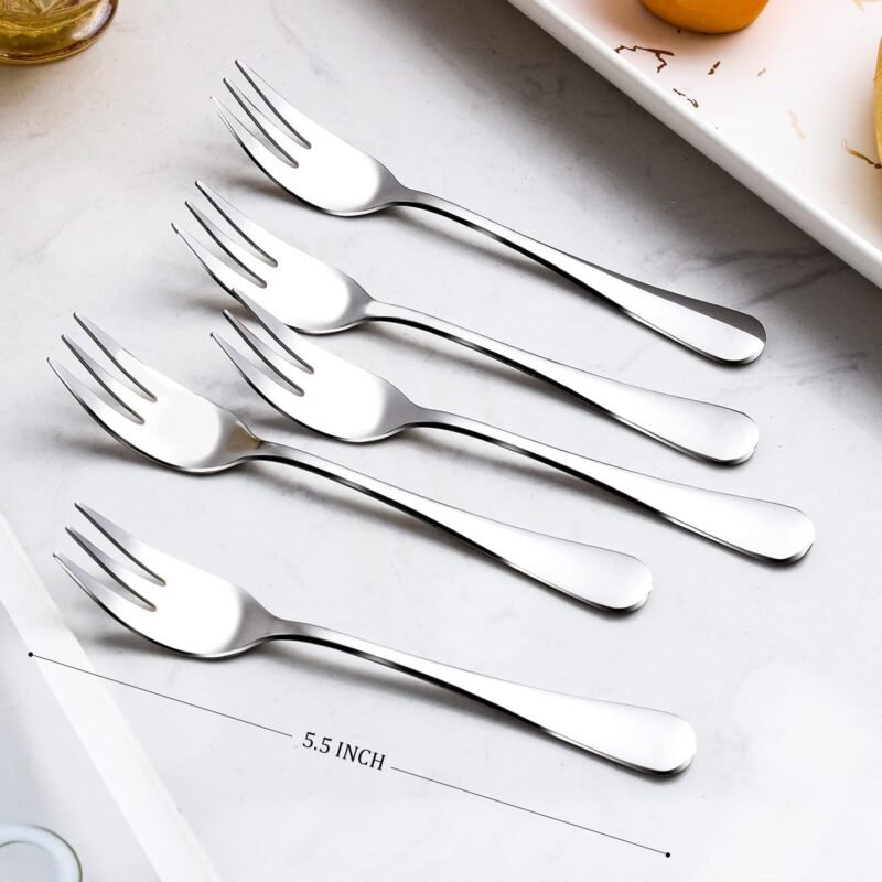 Dessert Forks Set of 12, 5.5Inches, Stainless Steel Cocktail Fork, Appetizer Small Forks, Fruit Salad Fork for Party, Hotel, Restaurant，Dishwasher Safe - Image 2