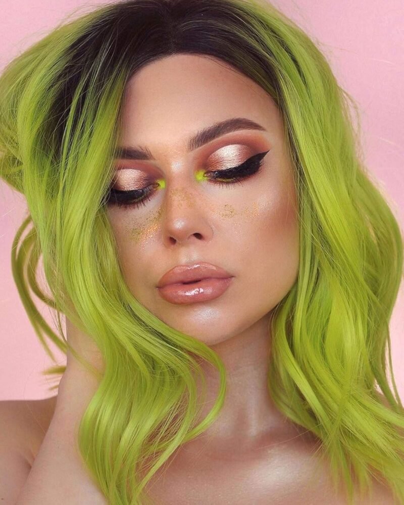Ombre Green Wig Short Curly Bob Wig for Women Girls Matcha Green Wigs Beach Wave Hair Wigs 14 Inches | Compatible with Beetlejuice Costume, Gothic Cosplay Halloween Party Costume Accessories - Image 8