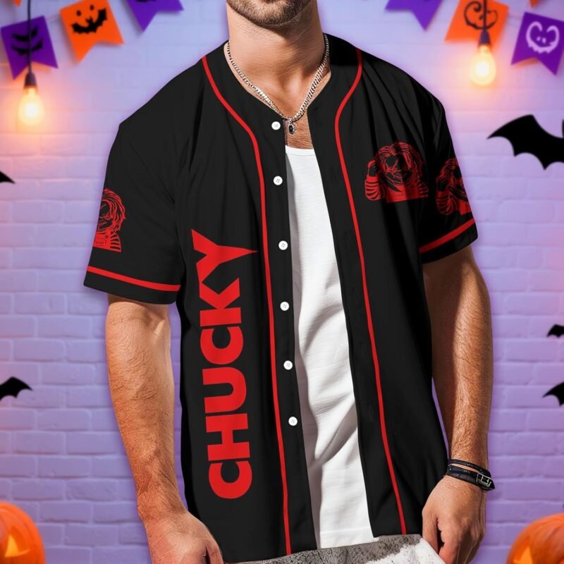 Horror Jersey, Halloween Baseball Jersey, Horror Movie Shirts Short Sleeve, Gifts for Horror Lover - Image 4