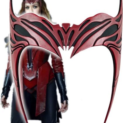 CAFELE Scarlet Witch Headpiece, 2021 TV Shows WandaVision Wanda Maximoff Red Resin Mask Crown Cosplay Halloween Costume Headwear for Adults