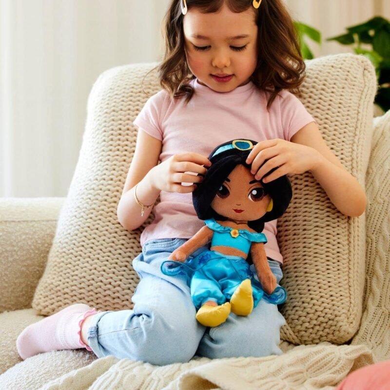 DISNEY STORE Official Princess Plush Doll, Jasmine from Aladdin, Medium 14 Inches, Soft Plushy with Embroidered Features, Princess Toys for Girls, Disney Dolls, Stuffed Animals for Girls - Image 2
