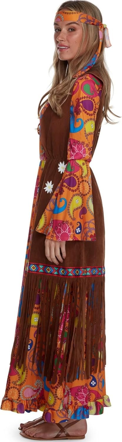 Morph Hippie Costume Women, 70s Costume For Women, 70s Long Dress, Womens 60s Halloween Costumes, Womens Halloween Costumes - Image 5