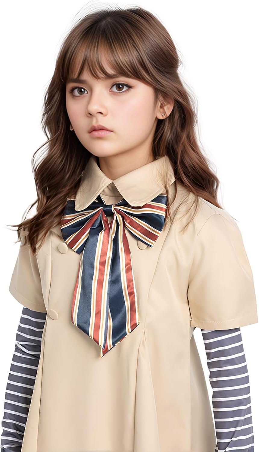 Creepy Doll Costume Halloween Girls Dress with Detachable Sleeves - Image 2