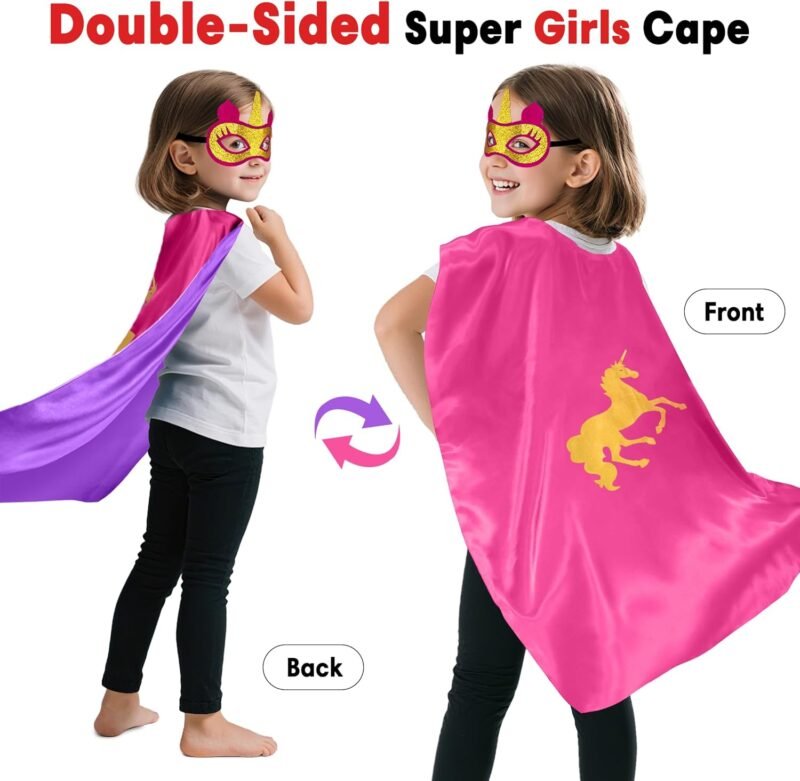 D.Q.Z Toddlers Super Hero Costumes for Girls Superhero-Capes Rainbow TuTu, Princess Dress Up Birthday Gifts for 3-6 - Image 3