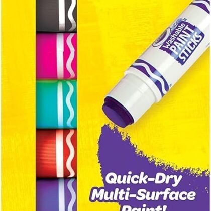 Crayola Quick Dry Paint Sticks (12ct), Washable Paint Set for Kids, Arts & Crafts Supplies, Multi-Surface, Assorted Colors, Kids Gifts