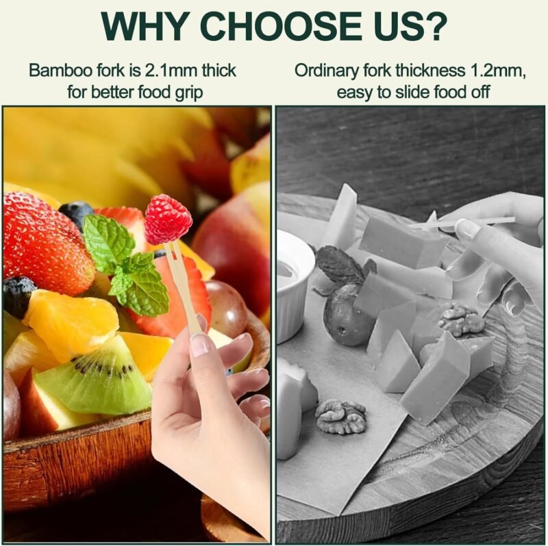 400PCS 3.5 Inch Appetizer Forks, Mini Forks, Mini Forks For Appetizers, Disposable Bamboo Forks Can Be Used For Desserts, Sandwiches, Burgers, Salads, Buffets, Drinks, Vegetables And More - Image 3