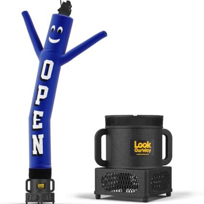 LookOurWay Air Dancers Inflatable Tube Man Set - 7ft Tall Wacky Waving Inflatable Dancing Tube Guy with Weather Resistant Blower Business Promotion - Open Blue