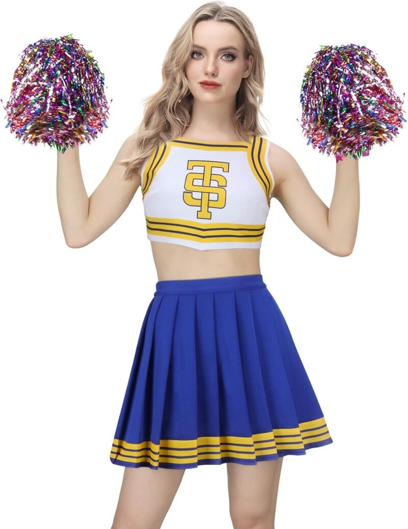 Adult Women Singer Cheerleader Costume Uniform Girls Cheerleading Crop Top with Pleated Skirt Halloween Outfit - Image 6