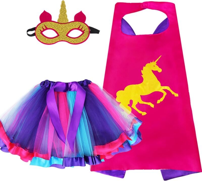 D.Q.Z Toddlers Super Hero Costumes for Girls Superhero-Capes Rainbow TuTu, Princess Dress Up Birthday Gifts for 3-6