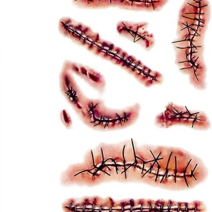 Zombie Scars Tattoos Xllree Bloody Scar with Fake Blood Costume Makeup Halloween Decorations Party Favor