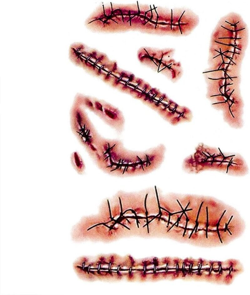 Zombie Scars Tattoos Xllree Bloody Scar with Fake Blood Costume Makeup Halloween Decorations Party Favor
