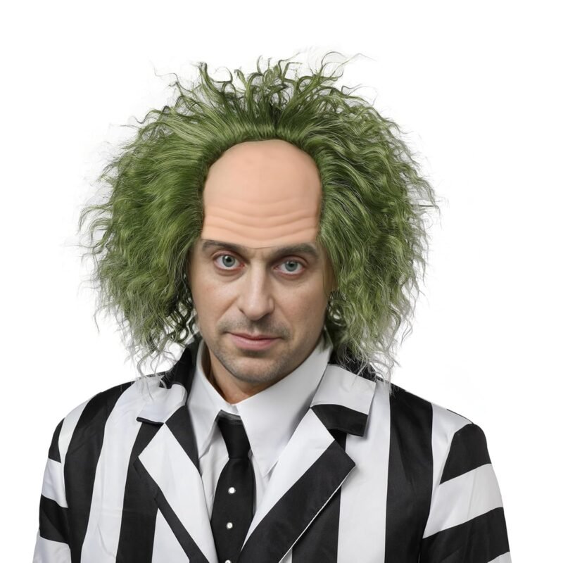 Green Wig Men,Short Curly Wig,Halloween Costumes Wigs For Men - Image 4