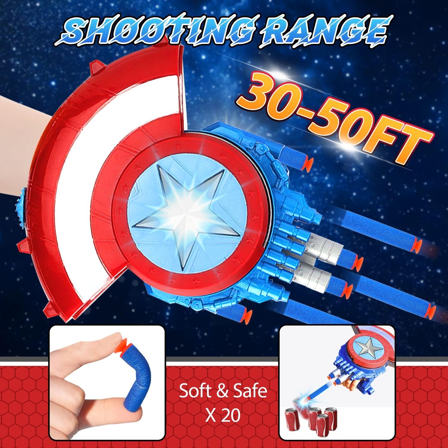 LITTCO Captain Shooting Shield, 20 Darts Captain Shield Toy with Goggles, Kids Role Play, Ideal Birthday for 3-12 Years Old Children, Boys - Image 5