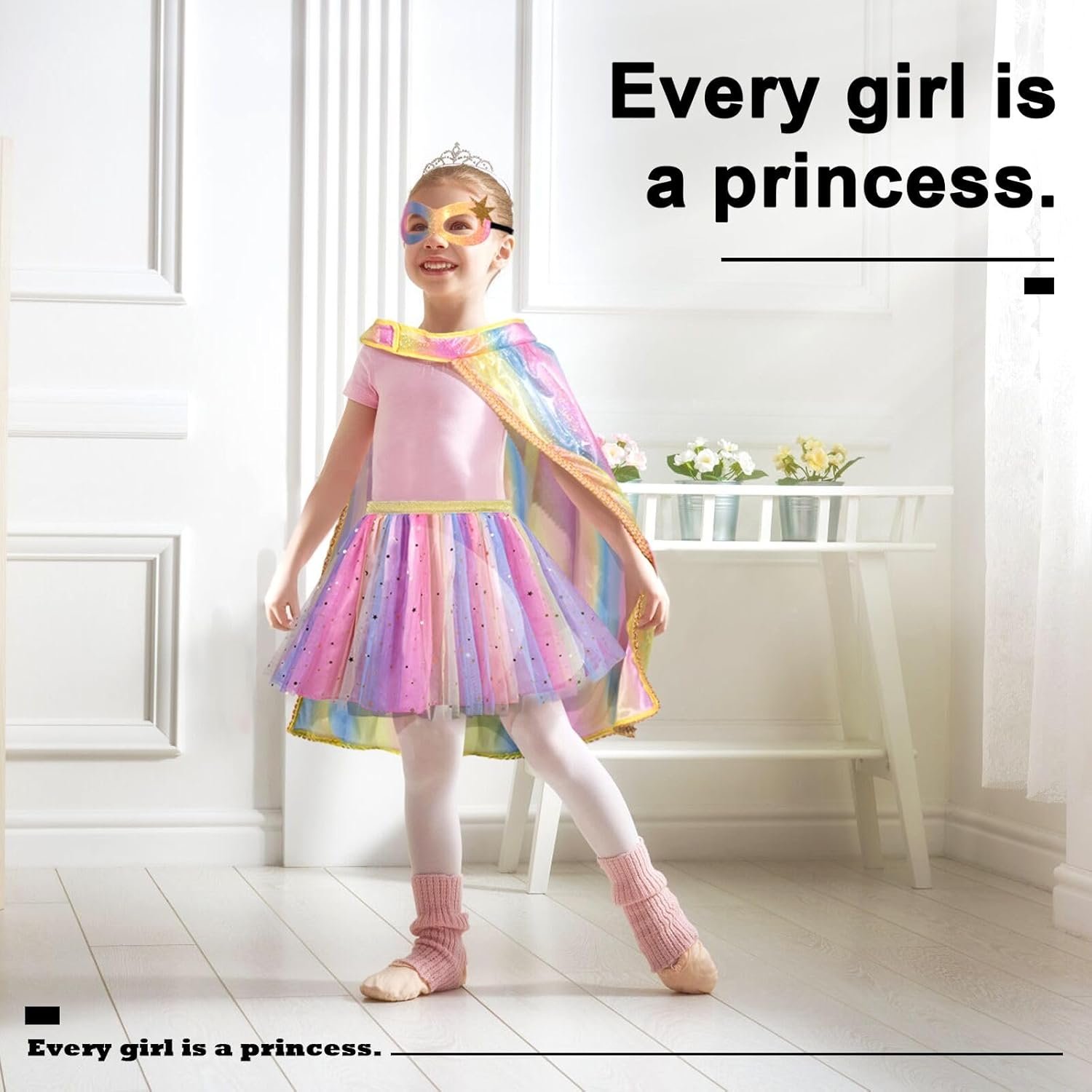 iROLEWIN Kids Superhero-Capes-Costumes for Girls Princess Dress-Up Fairy Cape Mask Tutu as Halloween Birthday Gifts Toys - Image 2