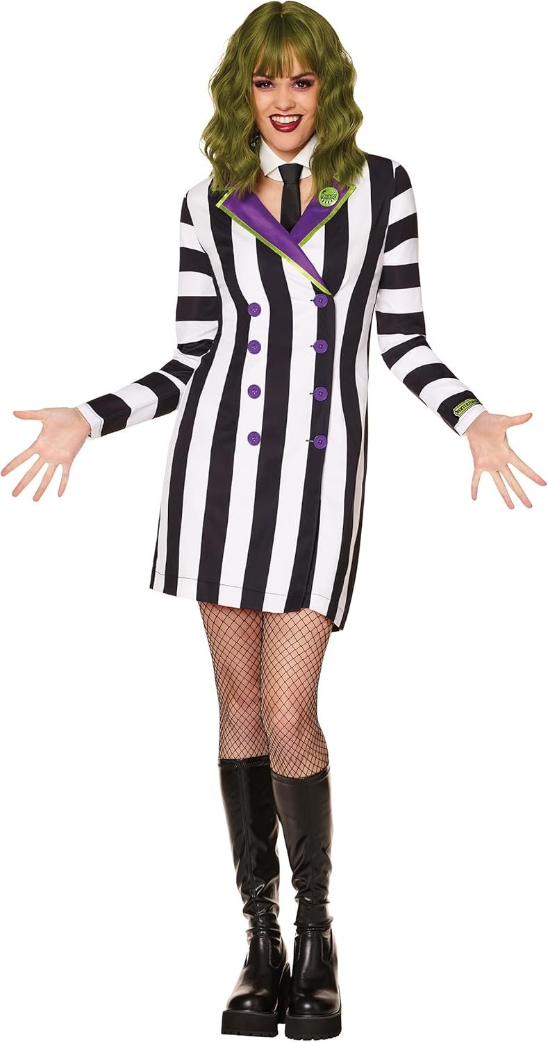 Spirit Halloween Beetlejuice Adult Blazer Dress Costume | Officially Licensed | Black and White Blazer Dress