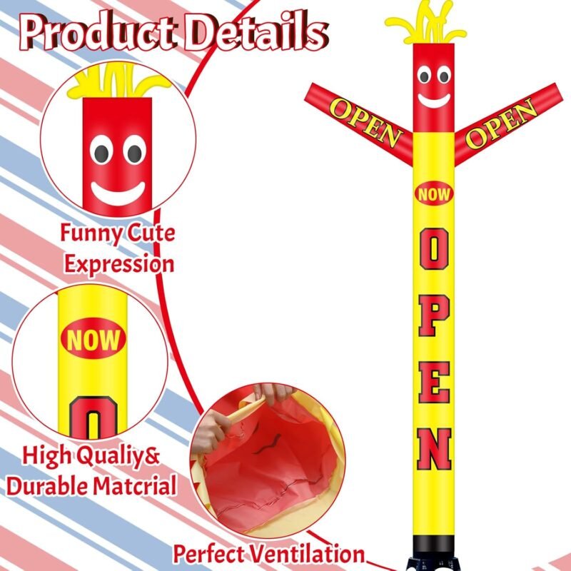 20 ft Now Open Inflatable Tube Man Advertising Giant Inflatable Guy Waving Arm Blow up Man Dancing Puppet Guy for Outdoor Events Business Store, Blower Not Included - Image 4