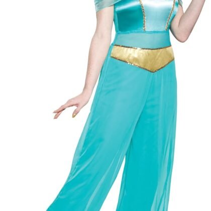 Disguise Women's Jasmine Deluxe Adult Sized Costume, Turquoise, Jasmine Deluxe Adult Costume, S 4-6 US