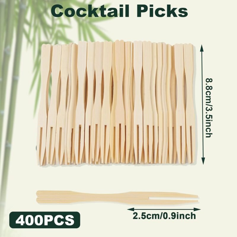 400PCS 3.5 Inch Appetizer Forks, Mini Forks, Mini Forks For Appetizers, Disposable Bamboo Forks Can Be Used For Desserts, Sandwiches, Burgers, Salads, Buffets, Drinks, Vegetables And More - Image 2